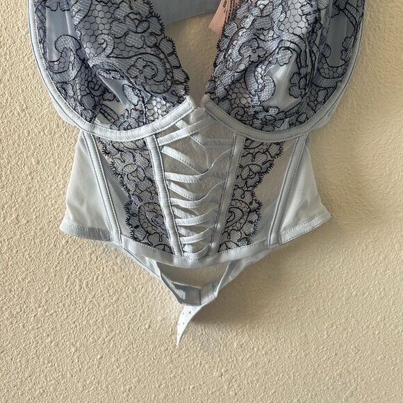 NWOT Victoria's Secret Dream Angels Bra Top S-DD Blue Lacey Boho Coquette - Picture 5 of 13